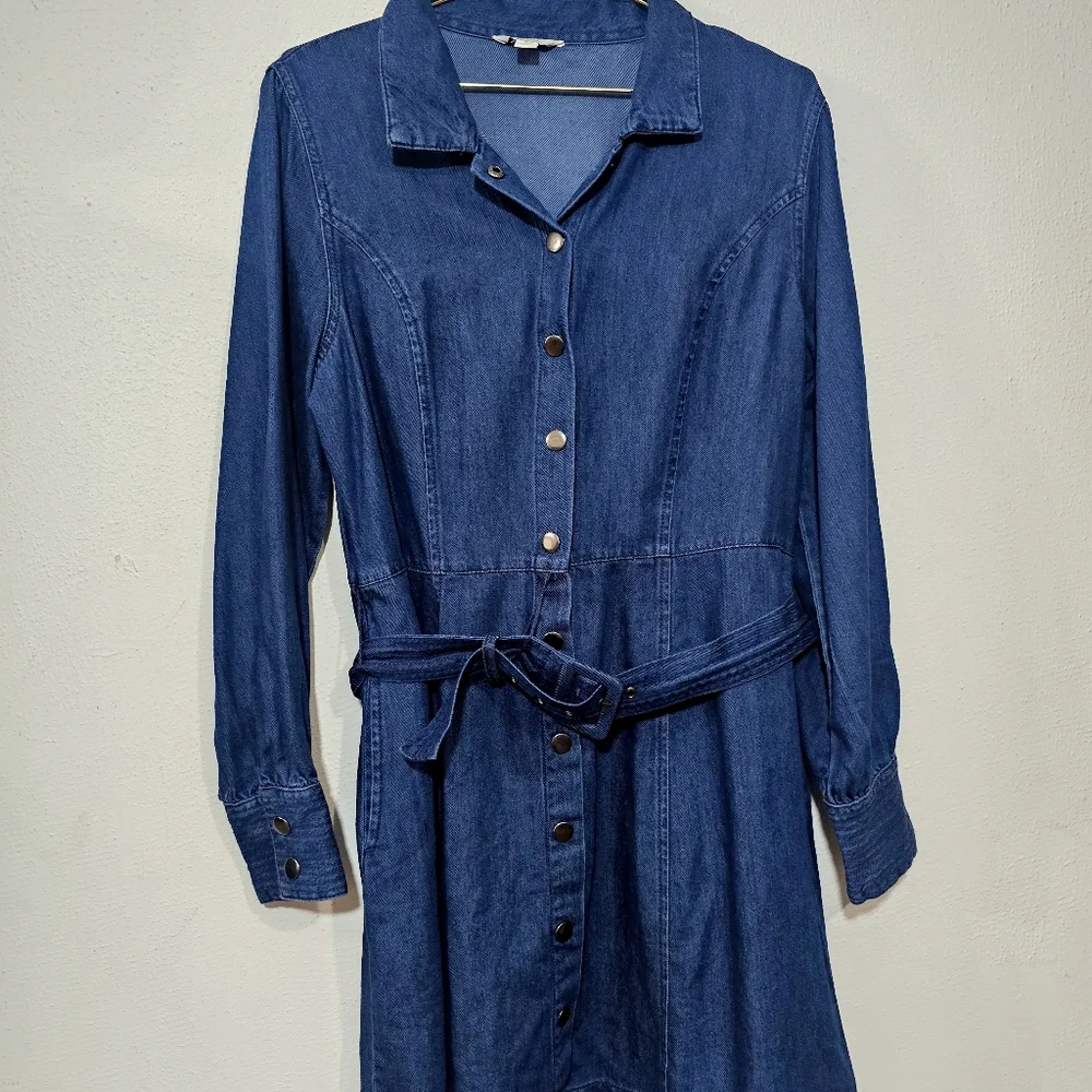 Classic Long Sleeve Denim Dress - Picture 11 of 12